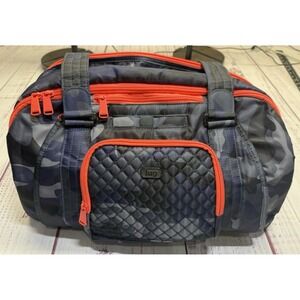 Lug Propeller Duffel Bag Navy Camo Quilted Travel Carry-On Gym Tote Orange Trim